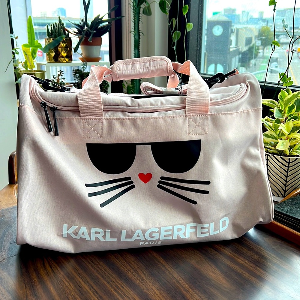 Karl Lagerfeld Pink Gym Overnight Travel Duffle Bag NWT